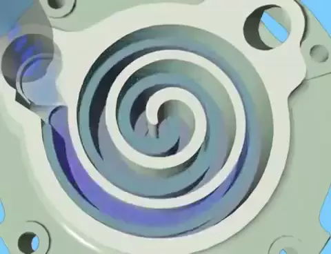 نمایش حرکت مارپیچ و گاز مبرد درون کمپرسور اسکرال